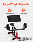 VEVOR Preacher Curl Bench, Strength Training Biceps Machine, Max Load 440 lb Home Gym Equipment, Seated Arm Isolated Barbell Dumbbell Bicep Station, Adjustable Weight Benches for Home Gym