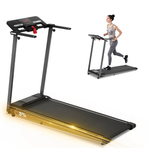 EUROCO 2.5HP Folding Treadmill with 7.5mph Speed, 265 lb Walking Exercise Treadmill with LED Display, 3 - Level Incline and 12 Preset Program for Home Office